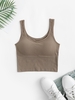 Débardeur Court Matelassé à Col U Taille unique Café profond