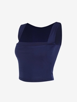 Débardeur Court Plissé à Col Carré S Bleu profond