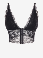 Débardeur Court Plongeant en Dentelle Transparente Au Crochet en Avant M Noir