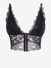 Débardeur Court Plongeant en Dentelle Transparente Au Crochet en Avant S Noir