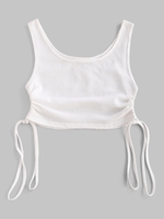Débardeur Court Texturé en Tricot à Volants Xl Blanc
