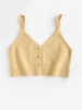 Débardeur Court Tricoté avec Faux Bouton Taille unique Deep yellow