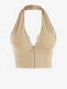 Débardeur Court Zip en Avant à Col Halter S Café lumière