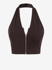 Débardeur Court Zip en Avant à Col Halter S Café profond