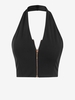 Débardeur Court Zip en Avant à Col Halter S Noir