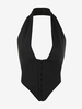 Débardeur Crochet en Avant à Col Halter à Ourlet Écharpe M Noir