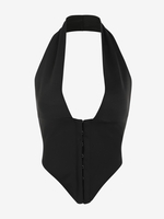 Débardeur Crochet en Avant à Col Halter à Ourlet Écharpe M Noir