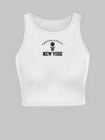 Débardeur de Sport Court Côtelé Vintage à Lettre NEW YORK S Blanc
