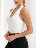 Débardeur de Sport Rembourré à Col Halter S Blanc