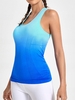 Débardeur de Yoga de Sport en Couleur Ombrée S Bleu océan
