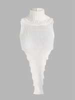 Débardeur en Tricot Asymétrique sans Dos à Col Roulé L Blanc