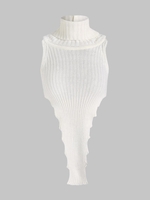 Débardeur en Tricot Asymétrique sans Dos à Col Roulé S Blanc