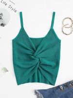 Débardeur en Tricot et Torsadé en Avant L Vert