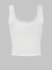 Débardeur en Tricot Ourlet en Dentelle à Col U S Blanc