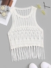 Débardeur en Tricot Transparent Frangé L Blanc