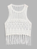 Débardeur en Tricot Transparent Frangé M Blanc
