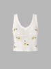 Débardeur Fleuri Festonné Brodé en Tricot Taille unique Blanc