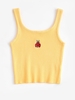 Débardeur Insecte Brodé Côtelé en Tricot S Jaune