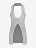 Débardeur Long Côtelé Fendu à Col Halter Taille unique Gris