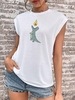 Débardeur Motif Dinosaures Mangeant Style Graphique S Blanc
