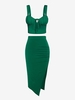 Débardeur Simple Noué en Avant avec Jupe Moulante Taille unique Vert