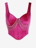 Débardeur Style Bustier Corset Chaîne en Velours avec Strass L Rose léger