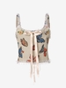 Débardeur Style Corset Bordé de Dentelle Papillon à Lacets S Café lumière