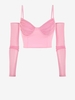 Débardeur Style Corset Brillant avec Empiècements en Mailles Transparentes M Rose léger