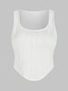 Débardeur Style Corset Texturé avec Col en U S Blanc