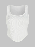 Débardeur Style Corset Texturé avec Col en U S Blanc