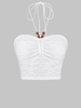Débardeur Texturé Perlé à Col Halter en Jacquard M Blanc