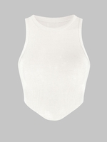 Débardeur Tricoté à Ourlet Courbe Taille unique Blanc