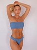 Emma MacDonald x ZAFUL Maillot de Bain Bikini Bandeau Côtelé à Ourlet en Laitue L Bleu de soie