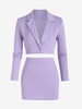 Ensemble Assorti de Blazer Court à Epaule Dénudée et de Jupe L Pourpre