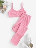 Ensemble avec Haut en Torchon avec Ourlet Fendu et Pantalon à Taille Haute M Rose clair