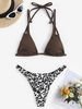 Ensemble Bikini Bandeau Léopard Taille unique Café profond
