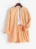 Ensemble Chemisier Boutonné à Col Montant et Short S Orange