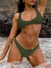 Ensemble de Bikini à Coupe Haute S Vert armée