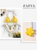 Ensemble de Bikini Bandeau Tressé Tournesol à Ourlet en Laitue et Griffe de Cheveux de Fleur Taille unique Jaune