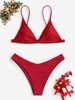 Ensemble de Bikini Epais de Noël Simple Minimaliste à Jambe Haute Taille unique Rouge