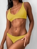 Ensemble de Bikini Rembourré à Taille Basse M Jaune