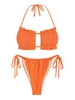 Ensemble de Bikini Tanga Texturé à Volants à Cordon L Orange