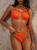 Ensemble de Bikini Tanga Texturé à Volants à Cordon S Orange