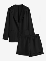Ensemble de Blazer à Col Revers avec Short M Noir