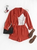Ensemble de Blazer Bouton en Avant à Col Revers et de Short L Orange