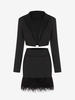 Ensemble de Blazer Court Matelassé à Epaule Dénudée avec Mini Jupe M Noir