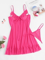 Ensemble de Body en Maille à Volants M Rose clair