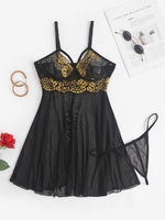 Ensemble de Body Lingerie Fendu en Arrière en Maille Transparente M