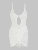 Ensemble de Body Tricoté Découpé Semi-Transparent et Jupe Cintrée L Blanc