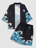 Ensemble de Cardigan Kimono à Imprimé Vague D